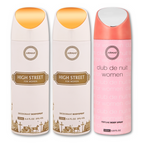 Armaf High Street & Club De Nuit Women Deodorants for Women - 200ML Each (Pack of 3)