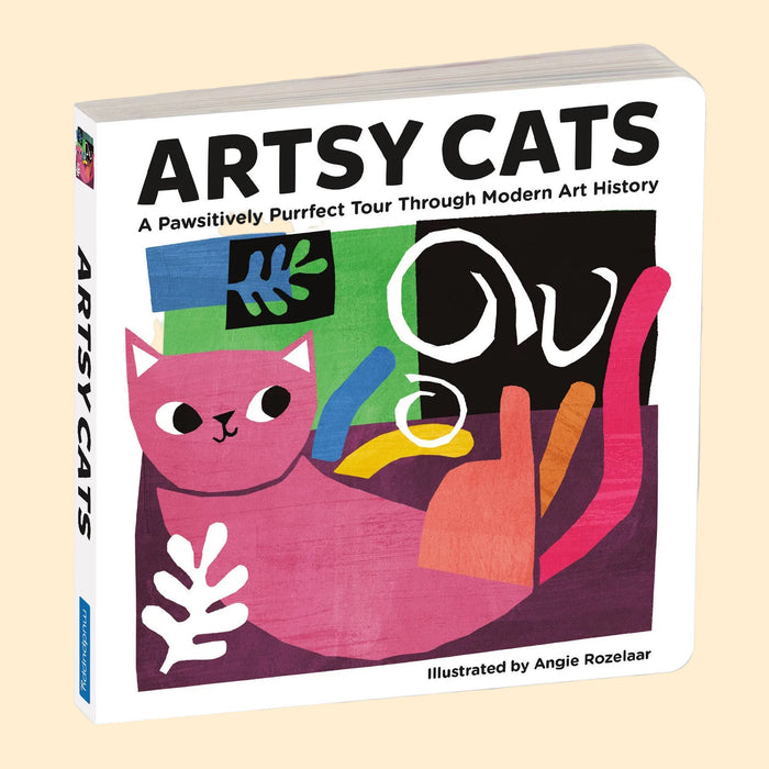 Book titled 'Artsy Cats' with a colorful cat illustration on the cover