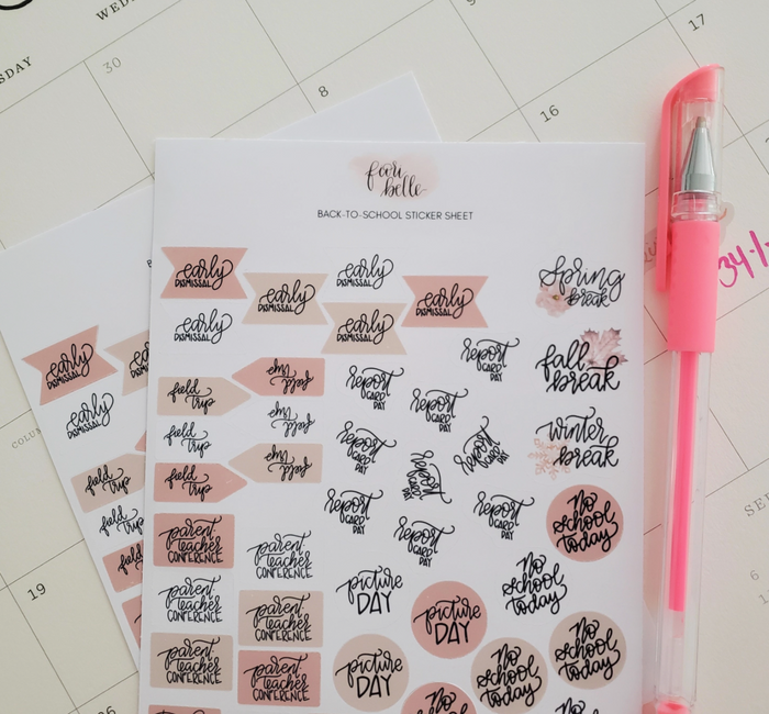 Back-to-School Planner Sticker Sheet
