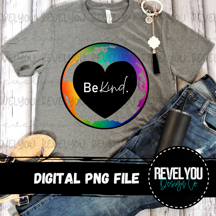 Be Kind Globe Script - PNG