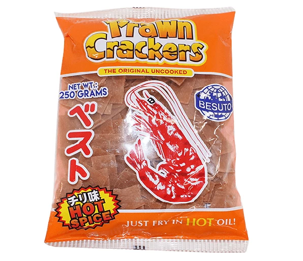 BESUTO PRAWN CRACKERS HOT AND SPICY 250GRAMS