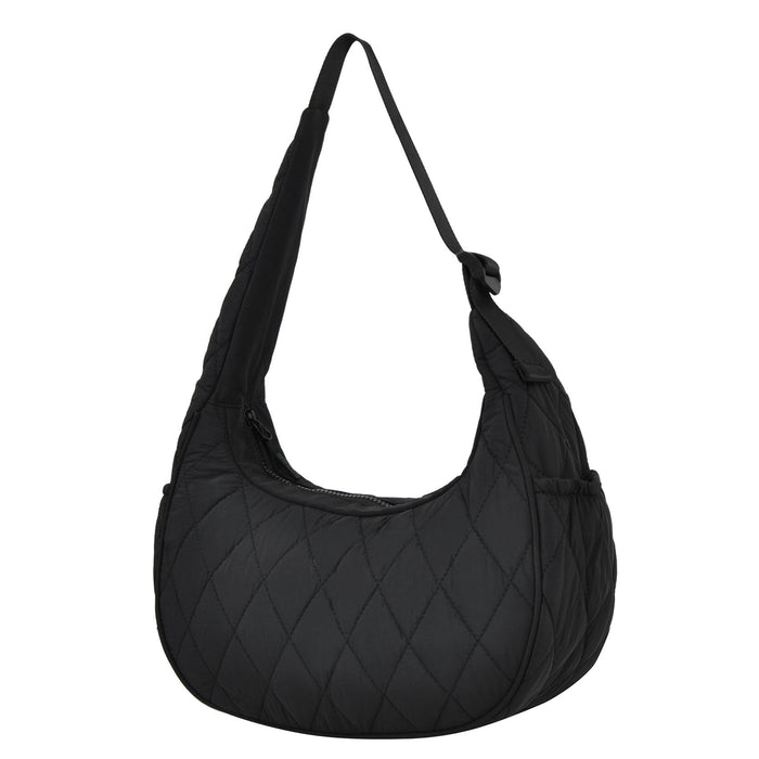 Black Quilted Puffer Shoulder Bag