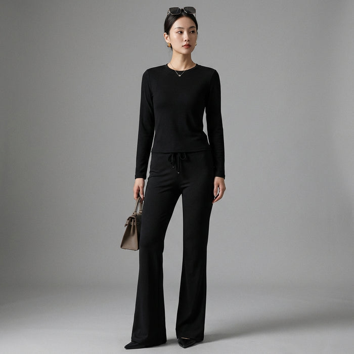 Pantalon large fluide noir femme - K-fashion - Taille S