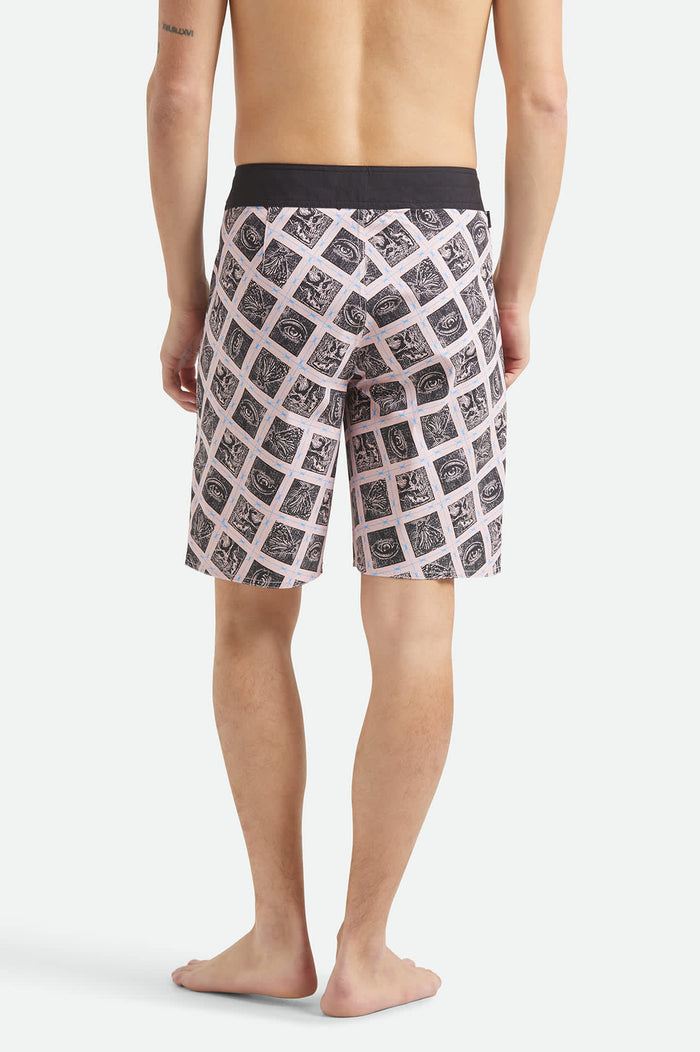 Men's Blitz Boardshort 19" in the color Silver Pink/Black - Men's Back View