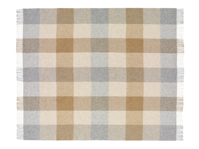 Block Check Wool Throw | Natural