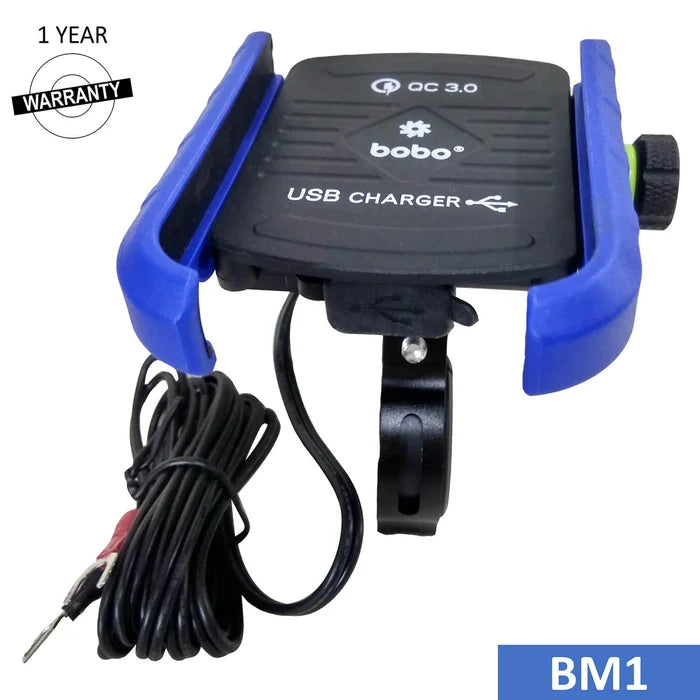 BOBO Bike Phone Mount with USB Charging
BOBO BM1 Motorcycle Phone Holder with USB Charger and 360 Degree Rotation