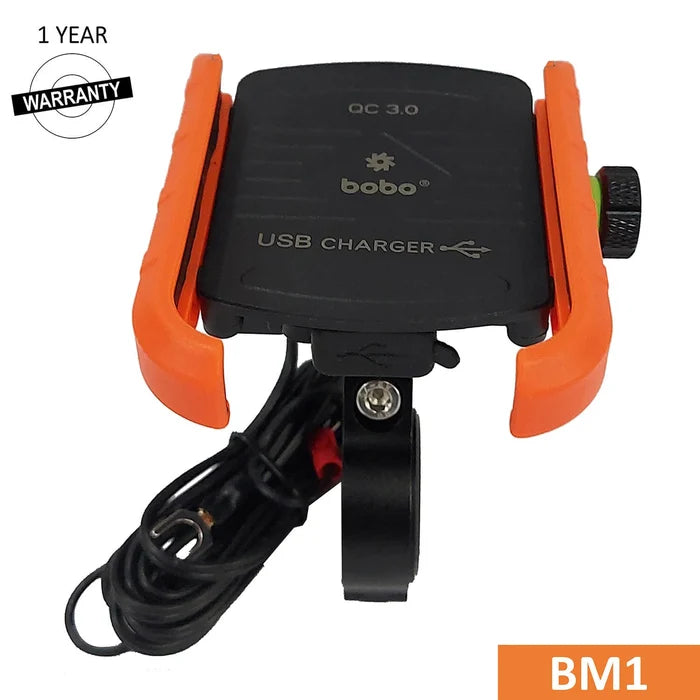 BOBO motorcycle mobile holder with charging port and adjustable viewing angle
BOBO Bike Phone Mount with USB Charging Port and Shock Absorbing Damper