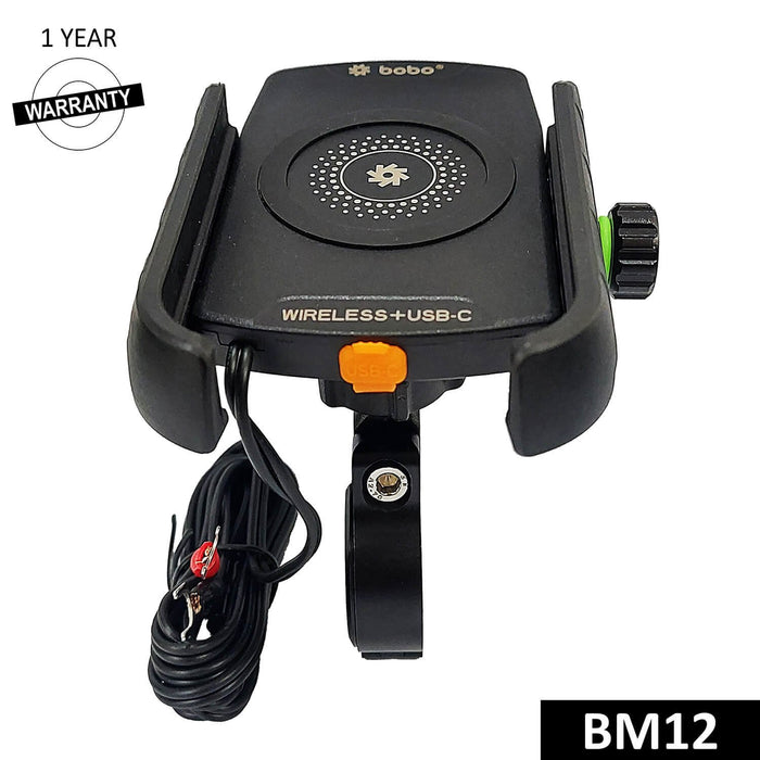 BOBO BM12 Bike Phone Holder with Fast 15W Wireless and USB-C Charging
BOBO BM12 Wireless Charging Bike Phone Holder