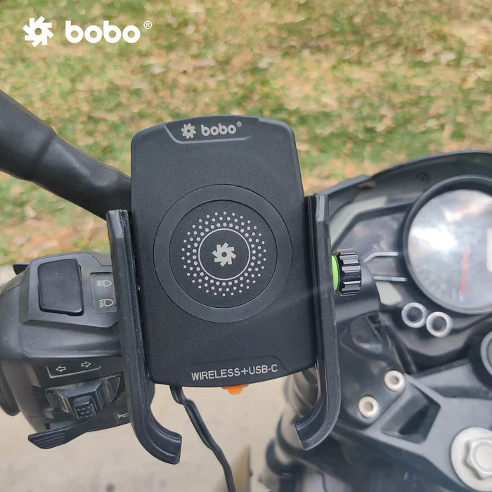 Bobogears Mobile Holder with Wireless Charging and USB-C Support
Bobogears Wireless Charging Motorcycle Phone Mount