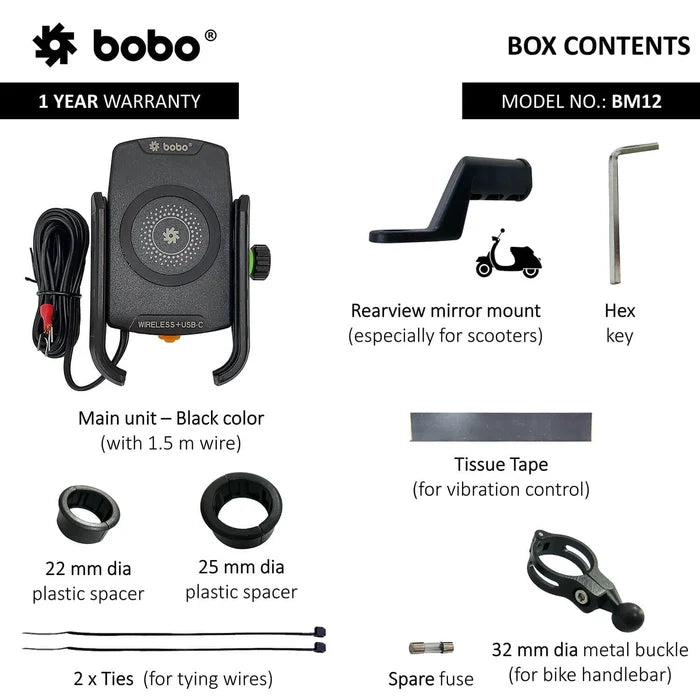 Secure phone holder with wireless charging and USB-C connectivity