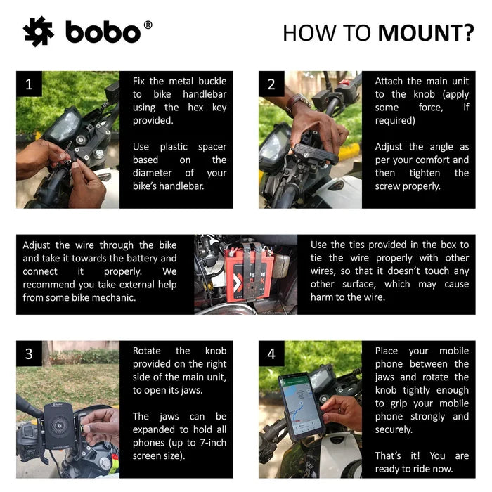 Bobogears BM12 Wireless Charging Mobile Holder for Bikes and Motorcycles