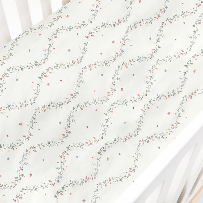 Botanical Berries Crib Sheet in Ivory