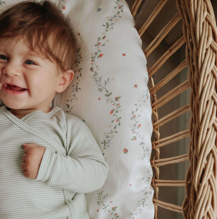 Botanical Berries Crib Sheet with baby boy