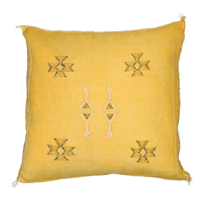 Buttercup V Artisanal Handmade Moroccan embroidered cactus silk sabra pillow yellow handwoven