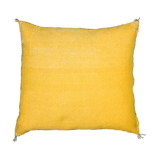 Buttercup VII Artisanal Handmade Moroccan embroidered cactus silk sabra pillow yellow handwoven