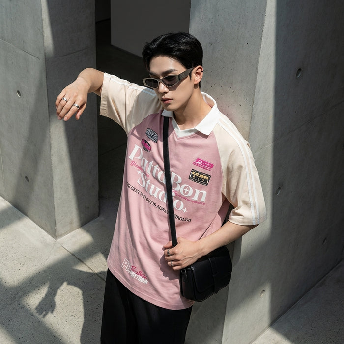 T-Shirt imprimé col rond unisexe en coton - Koreanxwear