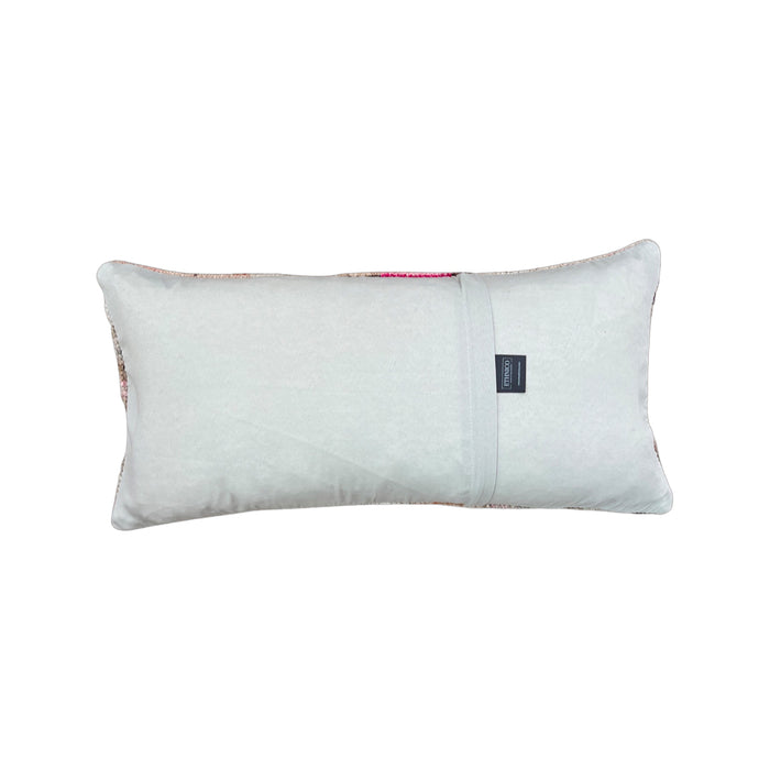 Handmade Turkish oushak pillow cover made with vintage rugs 12x24 beige & pink