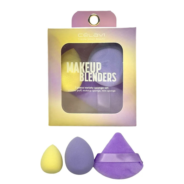 Célavi - 3-Piece Makeup Blender & Sponge Set – Includes Tapered Blender, Powder Puff, and Mini Sponge
