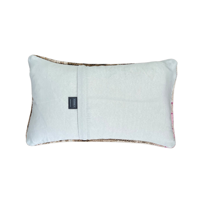 Handmade traditional Turkish oushak pillow cover made with vintage rugs 12x20 beige tan taupe
