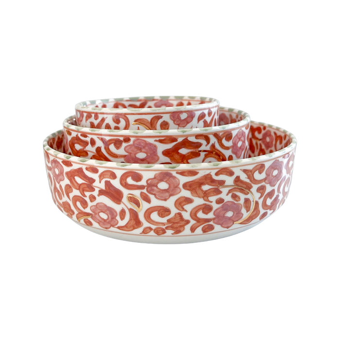 handmade Moroccan medium nesting bowl with floral pattern motif
