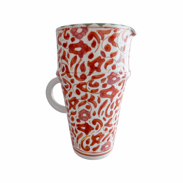 handmade Moroccan pitcher with floral pattern motif