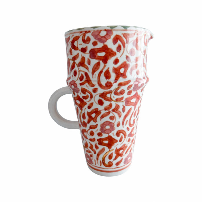 handmade Moroccan pitcher with floral pattern motif