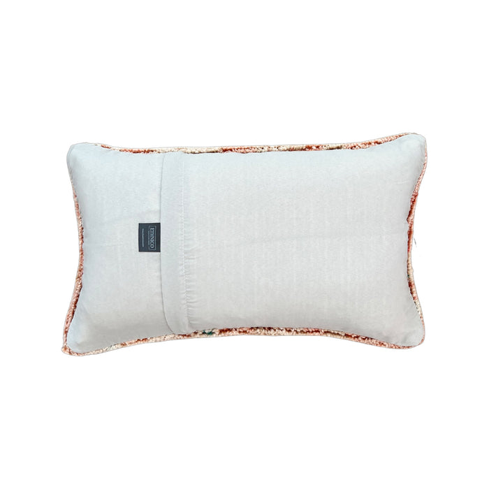 Handmade Turkish oushak pillow cover made with vintage rugs 12x20 cream and blush