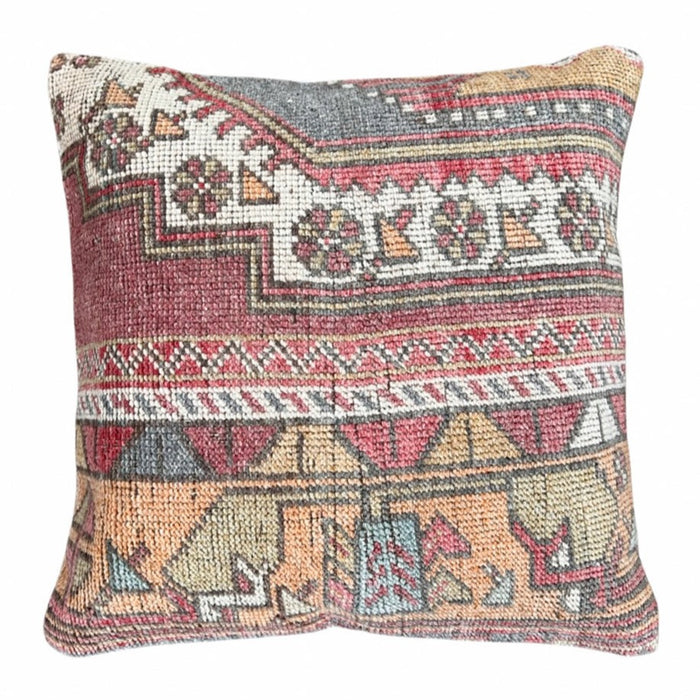 Handmade traditional Turkish oushak pillow cover made with vintage rugs 20x20