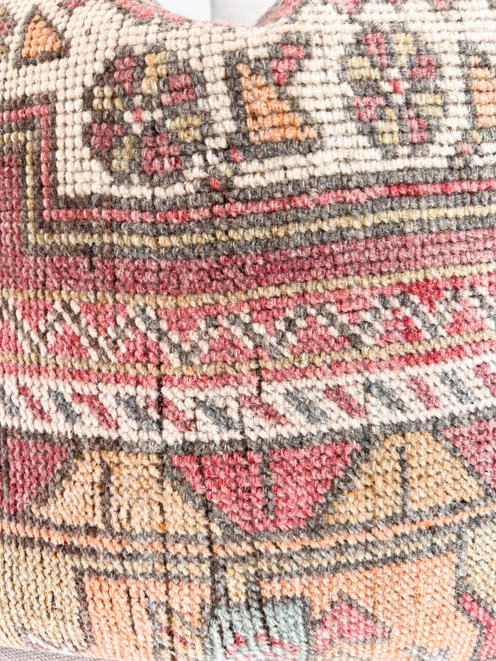 Handmade traditional Turkish oushak pillow cover made with vintage rugs 20x20