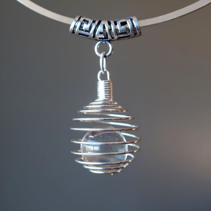 quartz cage pendant on choker