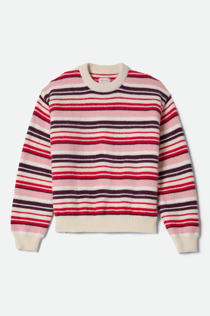 Women's Cozy Crew Sweater in the color Multi Stripe - Front Product View