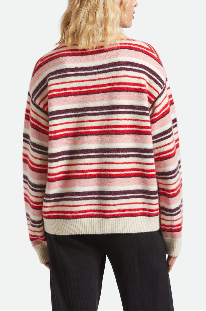 Women's Cozy Crew Sweater in the color Multi Stripe - Women's Side View