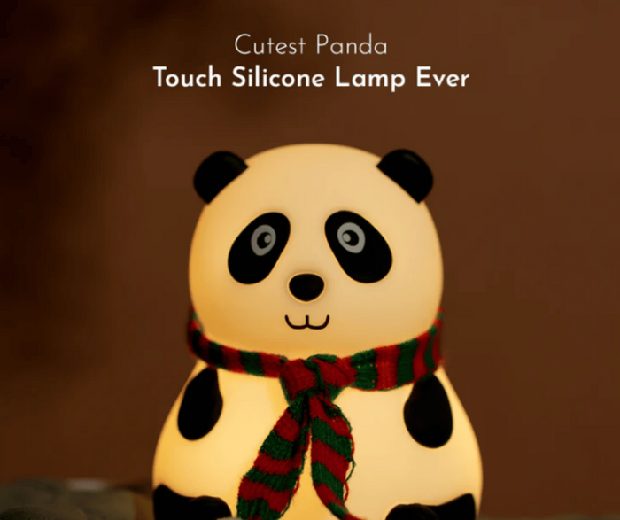 Cute Panda Silicone Night Light with Red & Green Scarf – Soft LED Bedside Lamp – Home Hatch Pakistan