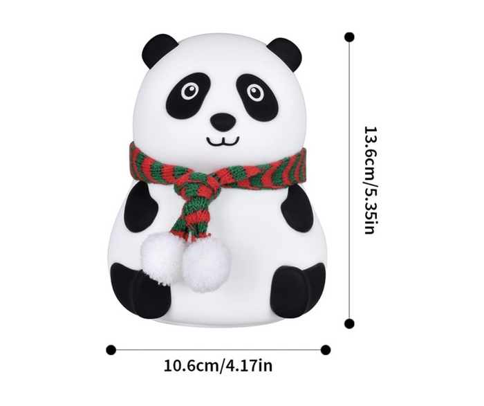 Cute Panda Silicone Night Light with Red & Green Scarf – Soft LED Bedside Lamp – Home Hatch Pakistan