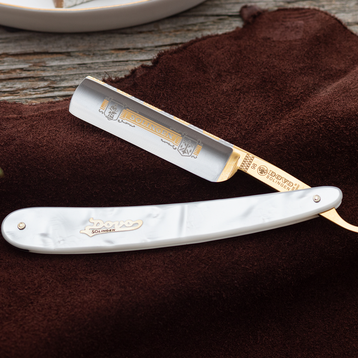 Dovo Imitation Pearlex Round Point 5/8" Carbon Steel Straight Razor