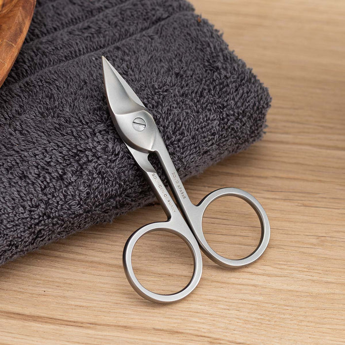 Dovo Stainless Satin Finished Nail Scissor, Curved, Dovolanza, 3.5" - Grown Man Shave