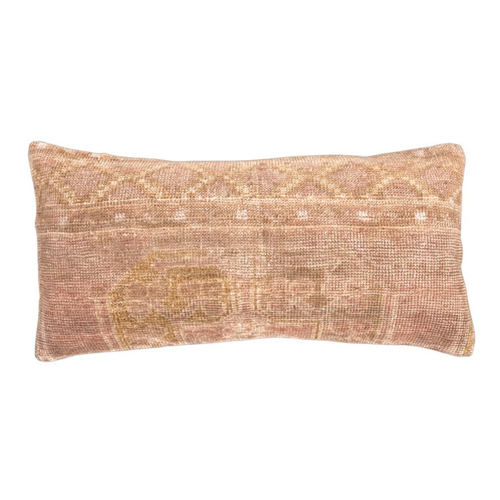 Handmade Turkish oushak pillow cover made with vintage rugs 12x24 olive and purple