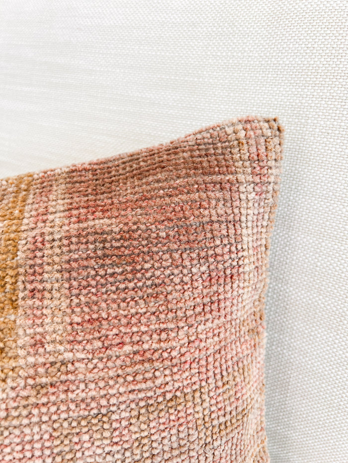 Handmade Turkish oushak pillow cover made with vintage rugs 12x24 olive and purple