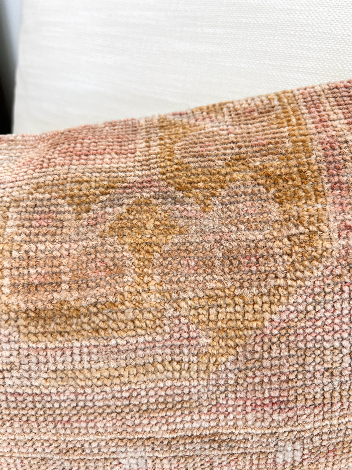 Handmade Turkish oushak pillow cover made with vintage rugs 12x24 olive and purple