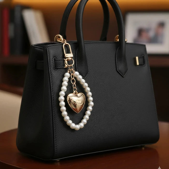 Elegant Pearl Heart Bag Charm & Luxury Keychain RKC-0499GS