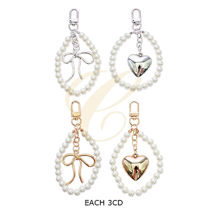Elegant Pearl Heart Bag Charm & Luxury Keychain RKC-0499GS