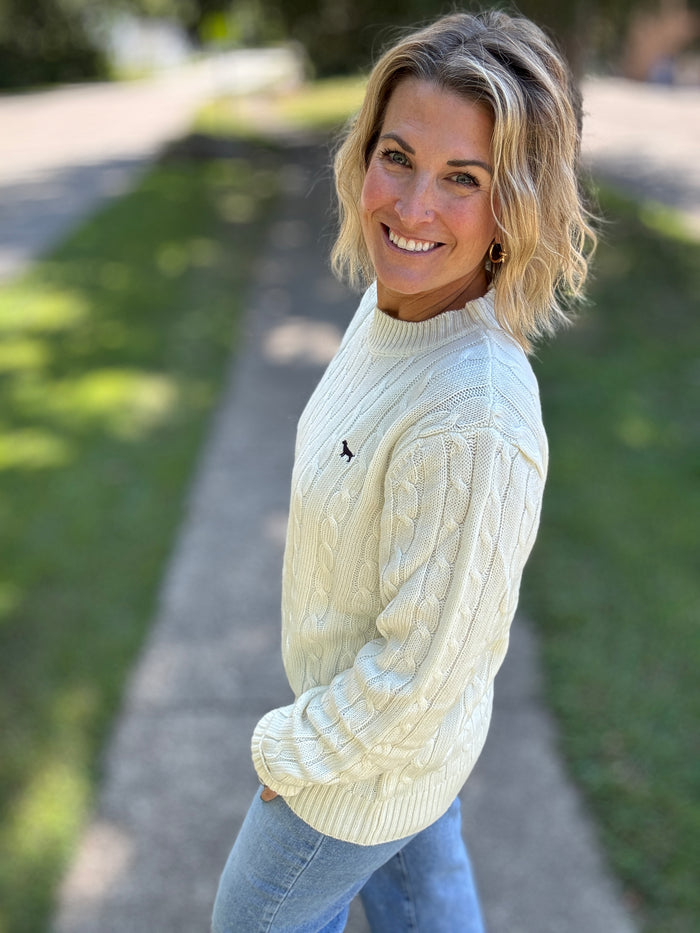 Emma Cable Knit Sweater - Ivory