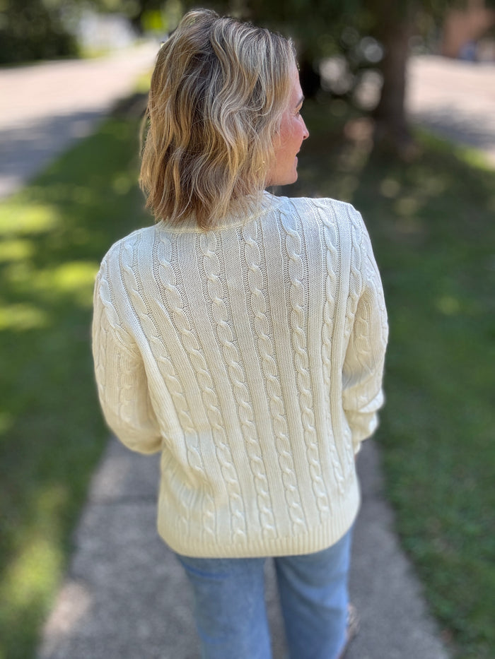 Emma Cable Knit Sweater - Ivory