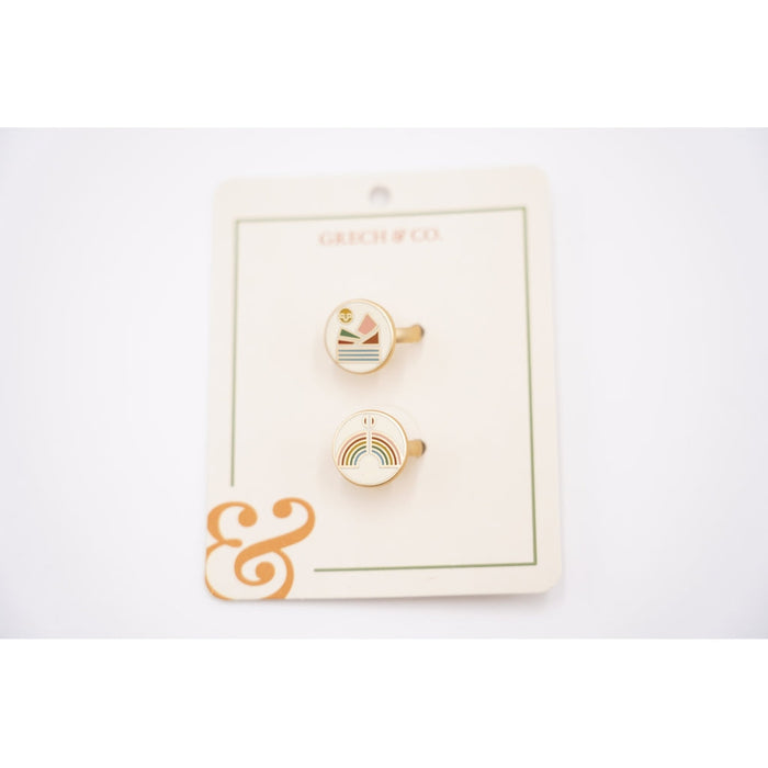 Enamel Rings Set - Landscape+Rainbow