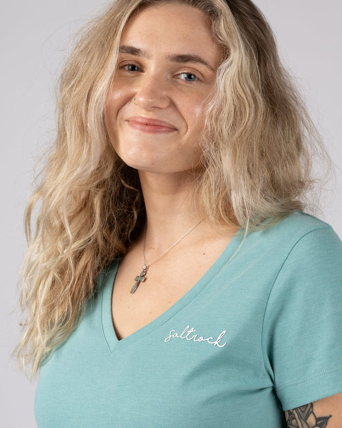 Essential Womens Short Sleeve V-Neck T-Shirt in Blue
