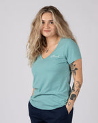 Essential Womens Short Sleeve V-Neck T-Shirt in Blue