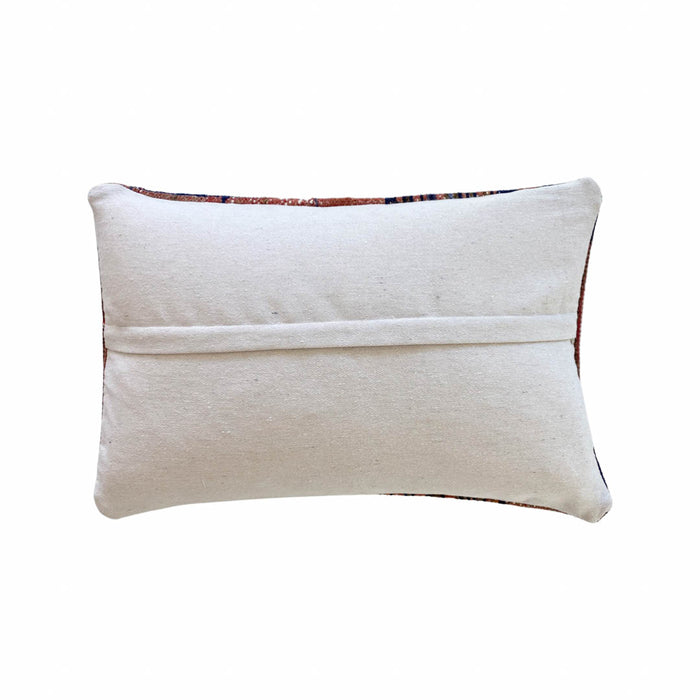 Excellency Handmade Turkish oushak pillow cover made with vintage rugs 16x24 blue red