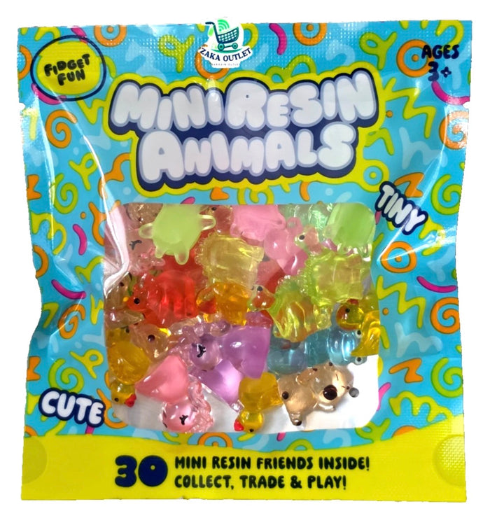 Fidget Fun Mini Resin Animals 30 Assorted Pack of Resin - 1 x Pack