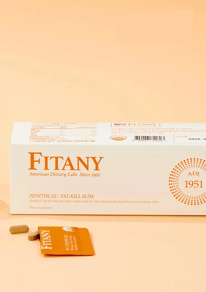 Fitany supplement packaging on a beige background