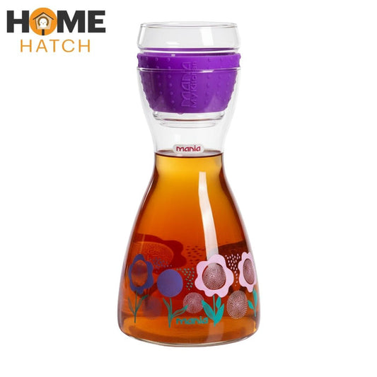 Mania Floral Glass Pitcher with Lid Glass – Elegant Drinkware Set by Home Hatch